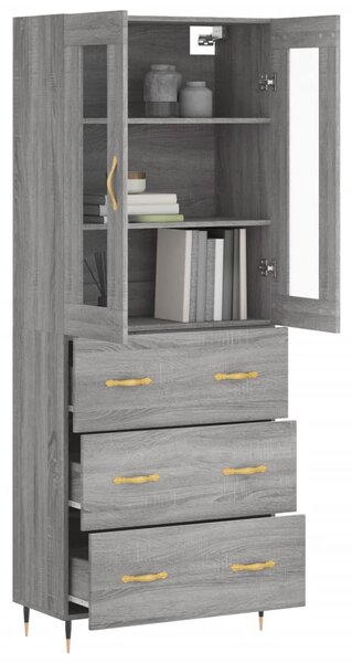 Skříň highboard šedá sonoma 69,5 x 34 x 180 cm kompozitní dřevo 3198391