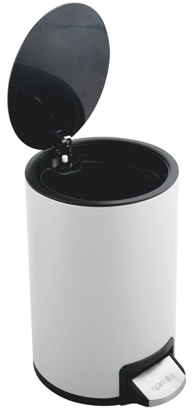 Spirella pedálový odpadkový koš RIKU, matná bílá, ocel, 5 L