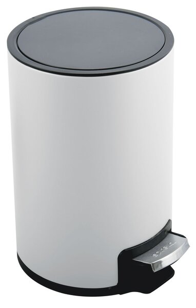Spirella pedálový odpadkový koš RIKU, matná bílá, ocel, 5 L