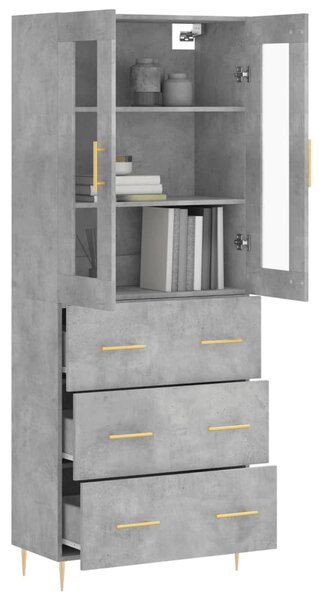 Skříň highboard betonově šedá 69,5x34x180 cm kompozitní dřevo 3198397