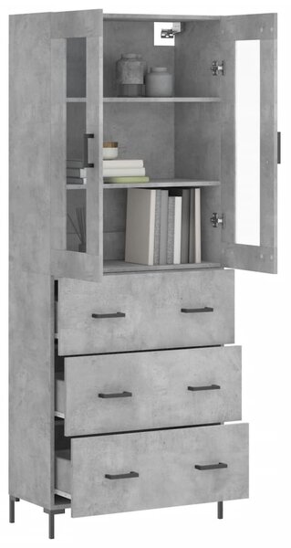 Skříň highboard betonově šedá 69,5x34x180 cm kompozitní dřevo 3198405