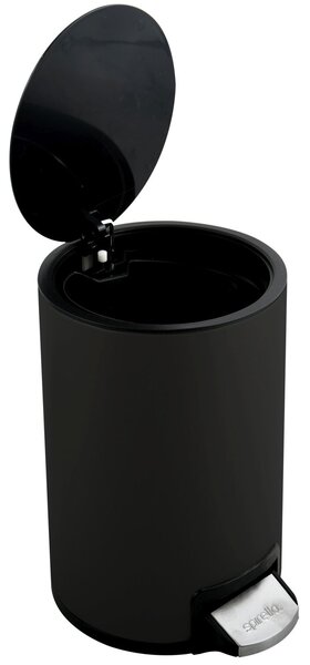 Spirella pedálový odpadkový koš RIKU, černá, ocel, 5 L