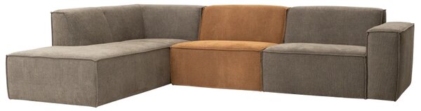 Modulová sedací souprava PIXEL - roh + taburet, levá, sv. hnědá / zlatá (Adore 03 Sand / Adore 132 Gold)