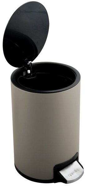 Spirella pedálový odpadkový koš RIKU, šedohnědá, ocel, 5 L
