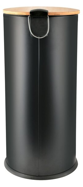 Spirella pedálový odpadkový koš ADONIS, matná černá, ocel, bambusové víko, 30 L