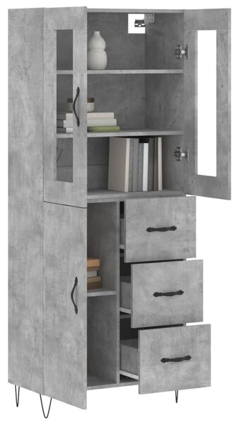 Skříň highboard betonově šedá 69,5x34x180 cm kompozitní dřevo 3198501