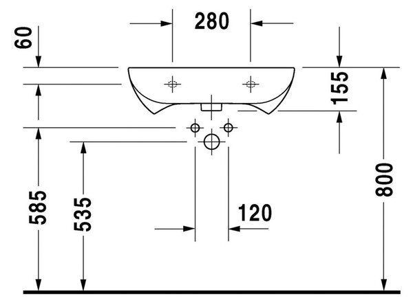 Duravit D-Code - Umyvadlo 600x550 mm, s přepadem, bílá 2312600002