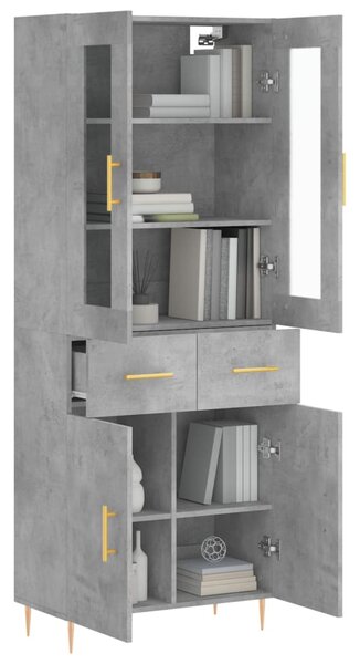 Skříň highboard betonově šedá 69,5x34x180 cm kompozitní dřevo 3198525