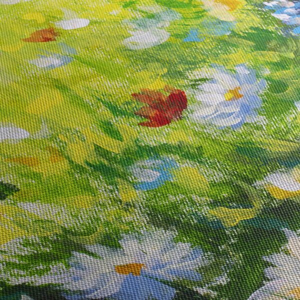 Obraz rozkvetlé louky, olejomalba (210x100 cm)