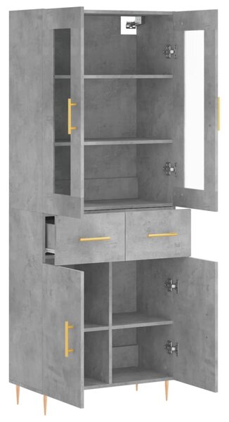 Skříň highboard betonově šedá 69,5x34x180 cm kompozitní dřevo 3198525