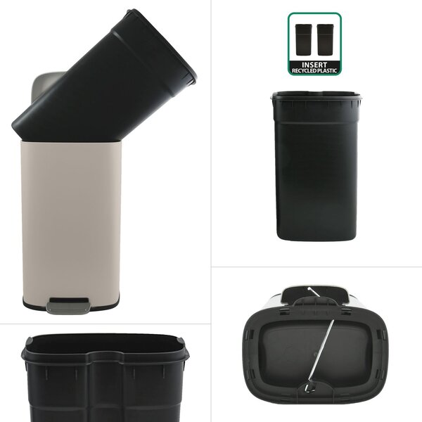 Spirella pedálový odpadkový koš AKIRA, matná šedo-hnědá, ocel, soft-close, 30 L