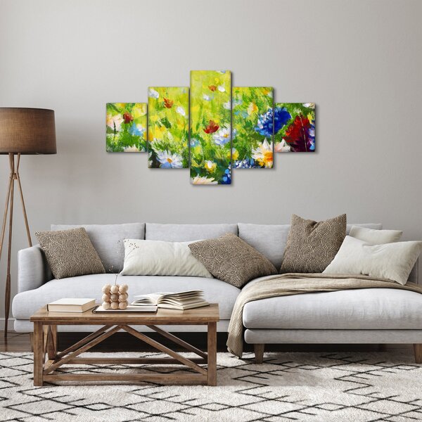 Obraz rozkvetlé louky, olejomalba (125x70 cm)