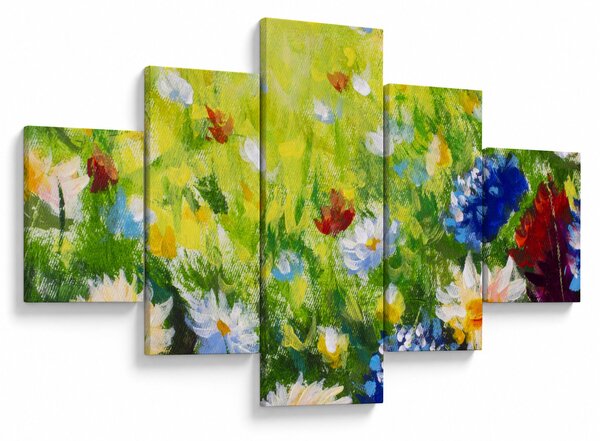 Obraz rozkvetlé louky, olejomalba (125x70 cm)