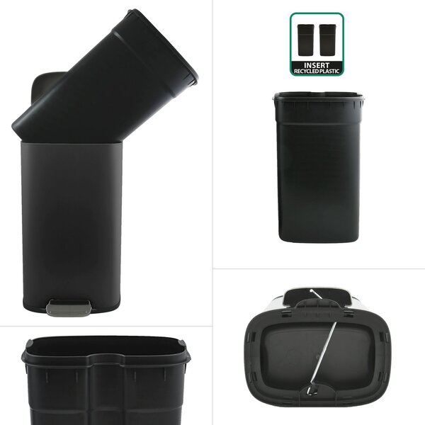 Spirella pedálový odpadkový koš AKIRA, matná černá, ocel, soft-close, 30 L
