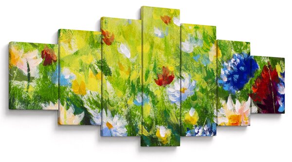 Obraz rozkvetlé louky, olejomalba (210x100 cm)