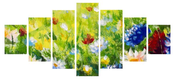 Obraz rozkvetlé louky, olejomalba (210x100 cm)