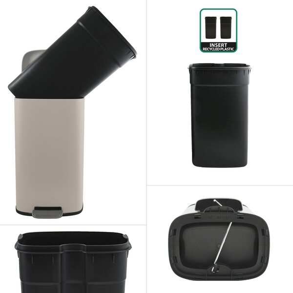Spirella pedálový odpadkový koš AKIRA, matná šedo-hnědá, ocel, soft-close, 50 L