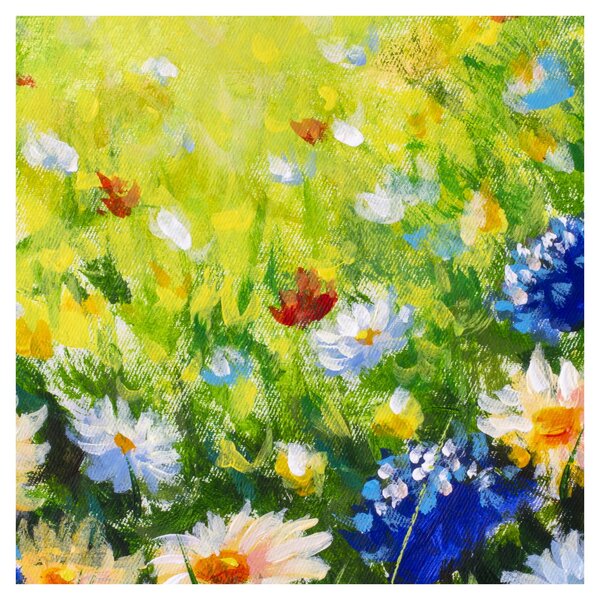 Obraz rozkvetlé louky, olejomalba (30x30 cm)