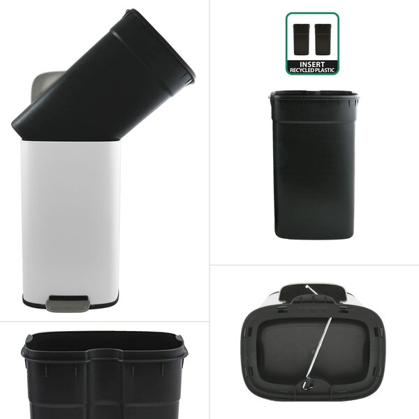 Spirella pedálový odpadkový koš AKIRA, matná bílá, ocel, soft-close, 50 L