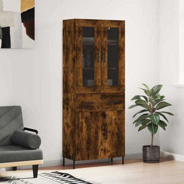 Skříň highboard kouřový dub 69,5 x 34 x 180 cm kompozitní dřevo 3198542