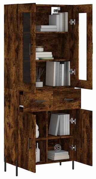 Skříň highboard kouřový dub 69,5 x 34 x 180 cm kompozitní dřevo 3198542