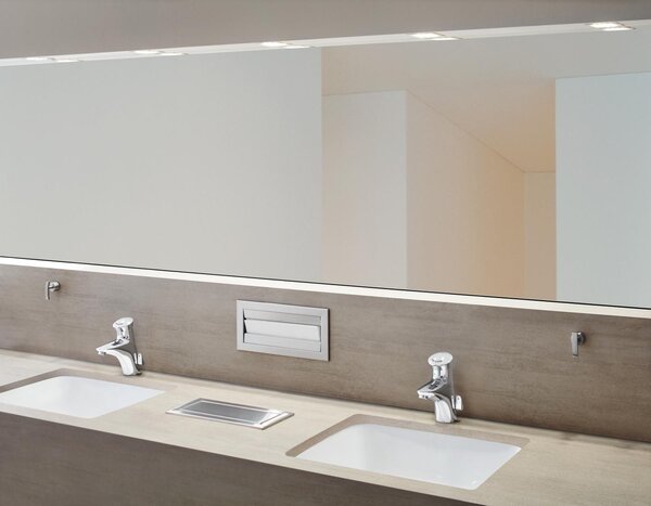 GROHE Eurodisc SE - Samouzávěrná umyvadlová baterie se směšovacím zařízením a nastavitelným omezovačem teploty, Chrom 36233000