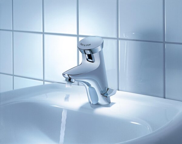 GROHE Eurodisc SE - Samouzávěrná umyvadlová baterie se směšovacím zařízením a nastavitelným omezovačem teploty, Chrom 36233000