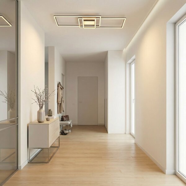 Stropní Lampa Lindby, Mairin, stmívatelné, Šedá, Obývací pokoj, Hliník, Moderní
