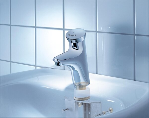 GROHE Eurodisc SE - Samouzávěrná umyvadlová baterie se směšovacím zařízením a nastavitelným omezovačem teploty, Chrom 36233000
