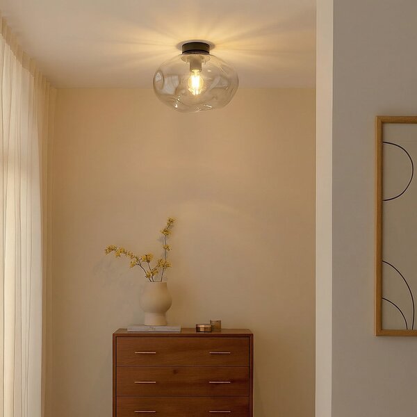 Stropní Lampa Lindby, Lelia, stmívatelné, Šedá, Jídelna, Sklo, Design