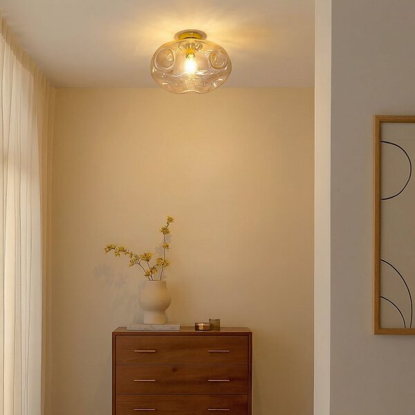 Stropní Lampa Lindby, Lelia, stmívatelné, Béžová, Jídelna, Sklo, Design