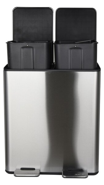 Spirella pedálový odpadkový koš na tříděný odpad ALIYA, kartáčovaná nerez ocel, 2 x 20 L
