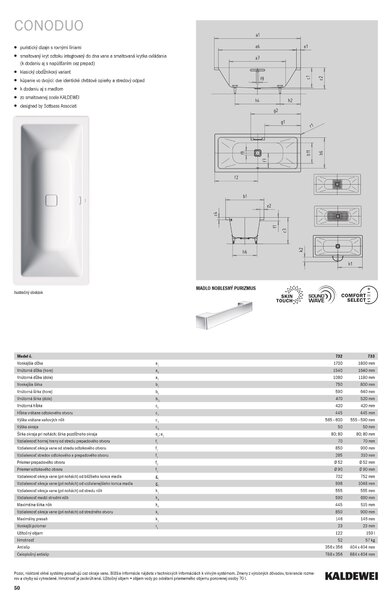 Kaldewei Conoduo - Vana 1700x750 mm, Perl-effekt, alpská bílá 235000013001