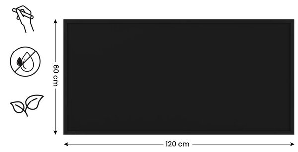 Černá křídová tabule 120×60 cm – ČERNÝ dřevěný rám ECO, TB126BK_ECO