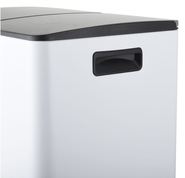 Spirella pedálový odpadkový koš na tříděný odpad ALIYA, matná bílá, ocel, 2 x 20 L