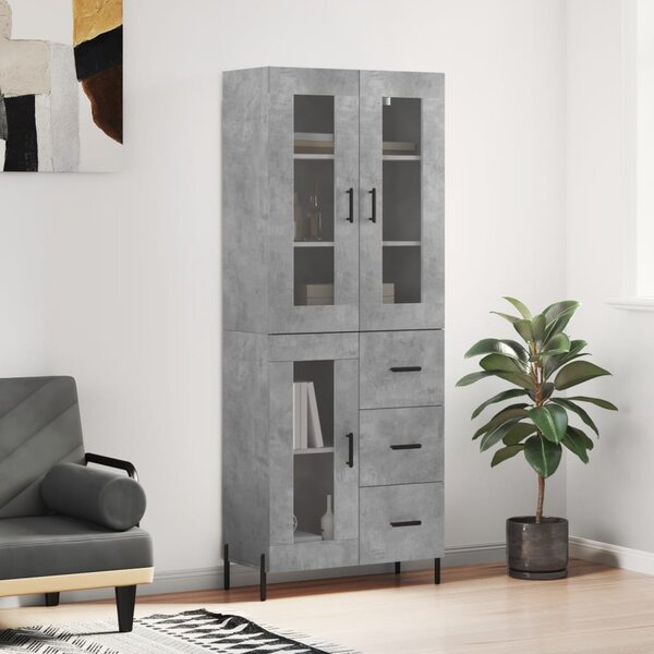 Skříň highboard betonově šedá 69,5x34x180 cm kompozitní dřevo 3198605