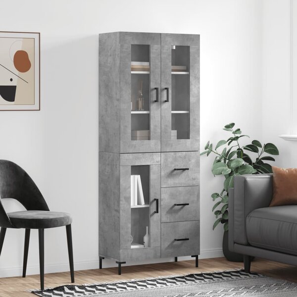 Skříň highboard betonově šedá 69,5x34x180 cm kompozitní dřevo 3198597