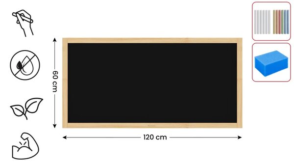 Tabule černá křídová v dřevěném přírodním rámu 120x60 cm, TB126NAT