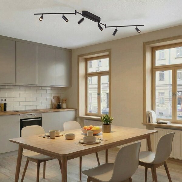 Stropní Lampa Lindby, Eldrin, Černá, Obývací pokoj, Kov, Moderní