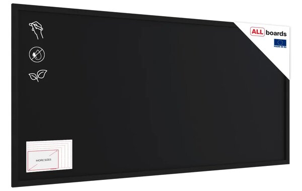Černá křídová tabule 120×60 cm – ČERNÝ dřevěný rám ECO, TB126BK_ECO