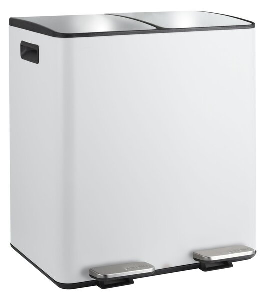 Spirella pedálový odpadkový koš na tříděný odpad ALIYA, matná bílá, ocel, 2 x 20 L