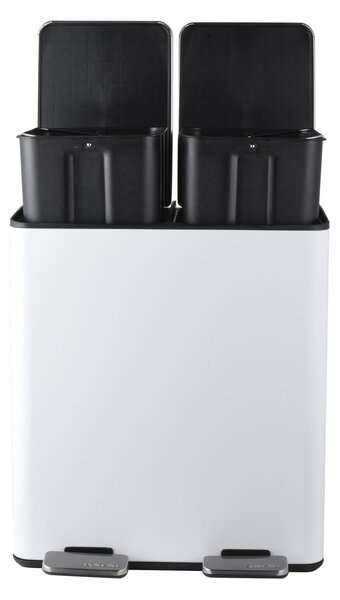 Spirella pedálový odpadkový koš na tříděný odpad ALIYA, matná bílá, ocel, 2 x 20 L