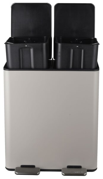 Spirella pedálový odpadkový koš na tříděný odpad ALIYA, matná Taupe, ocel, 2 x 20 L