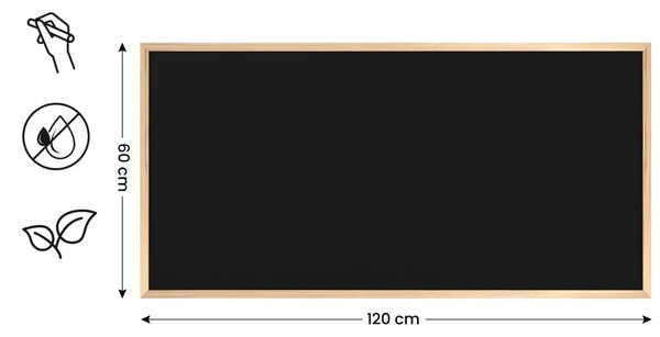 Černá křídová tabule 120×60 cm – dřevěný rám ECO, TB126ECO