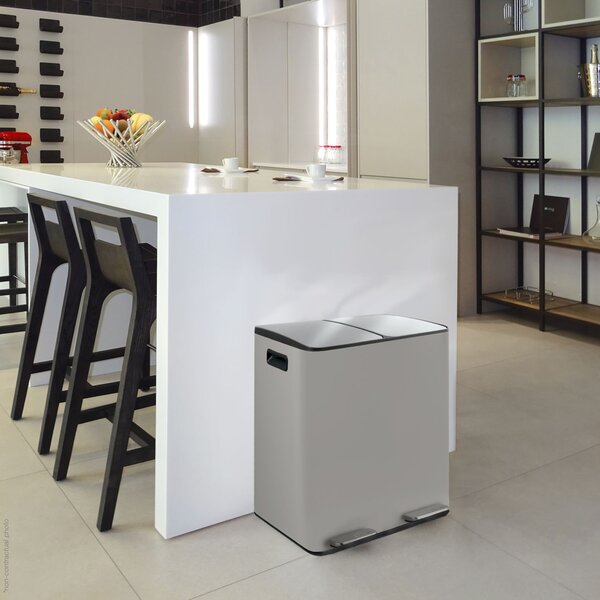 Spirella pedálový odpadkový koš na tříděný odpad ALIYA, matná Taupe, ocel, 2 x 20 L