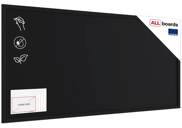 Černá křídová tabule 120×60 cm – ČERNÝ dřevěný rám ECO, TB126BK_ECO