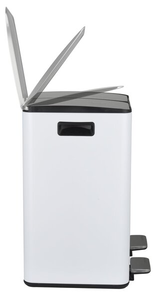 Spirella pedálový odpadkový koš na tříděný odpad ALIYA, matná bílá, ocel, 2 x 20 L