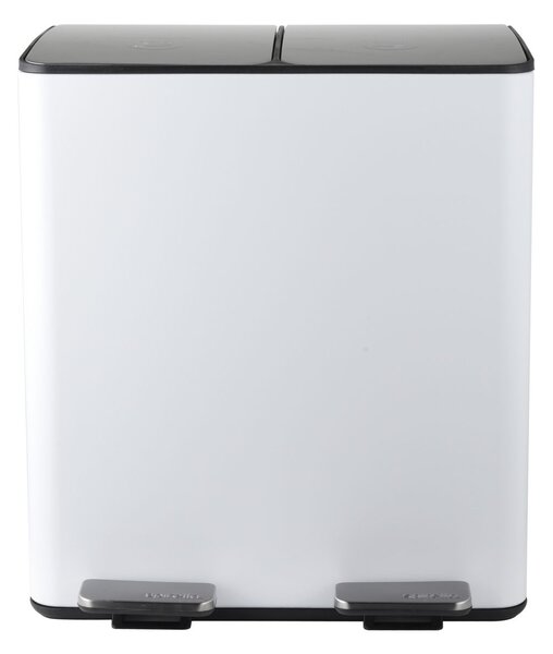 Spirella pedálový odpadkový koš na tříděný odpad ALIYA, matná bílá, ocel, 2 x 20 L