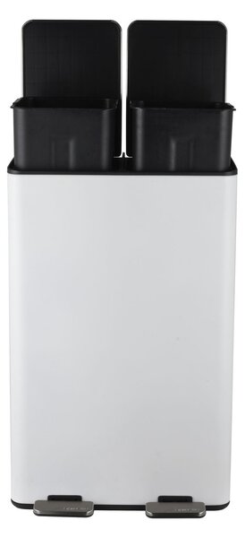 Spirella pedálový odpadkový koš na tříděný odpad ALIYA, matná bílá, ocel, 2 x 30 L