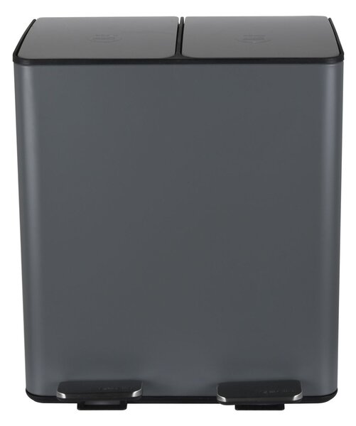 Spirella pedálový odpadkový koš na tříděný odpad ALIYA, matná šedá, ocel, 2 x 20 L